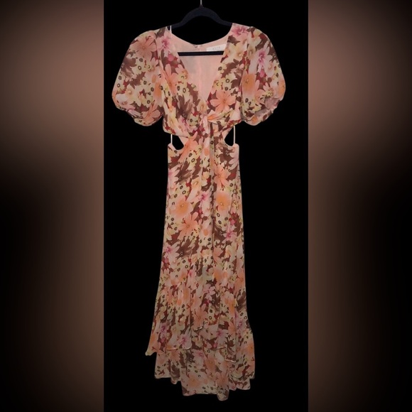 ASTR The Label High Low Dress in Pink and Orange Floral 🍂🍁🧡 Medium Jennell Dress - Picture 3 of 16